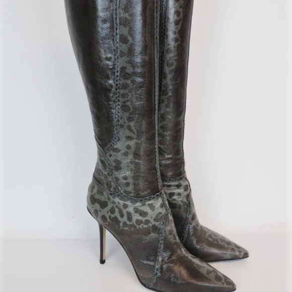 Jimmy Choo Shoes - Jimmy Choo Million Knee High Boots Grey Snakeskin